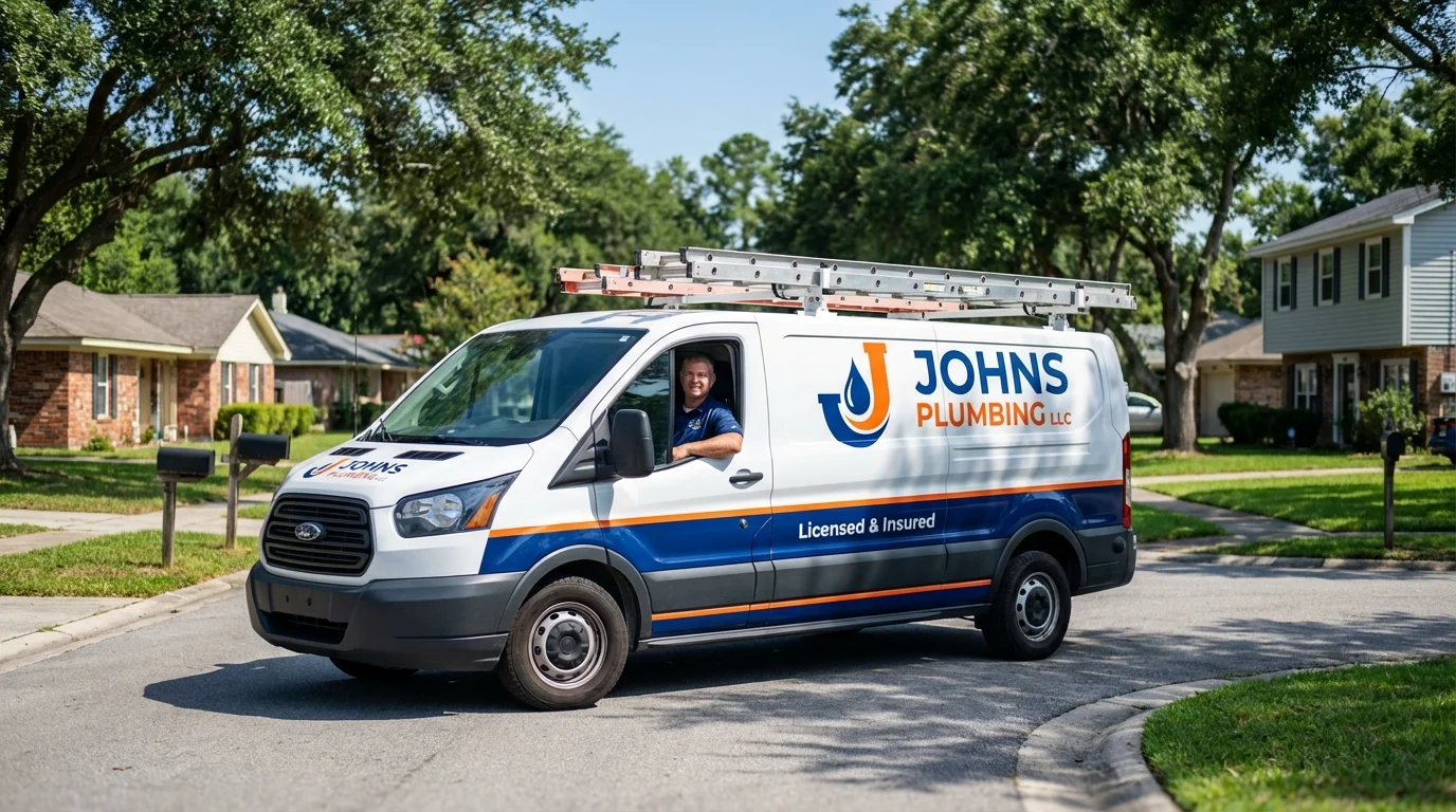 Johns Plumbing LLC service van in Hinton, WV