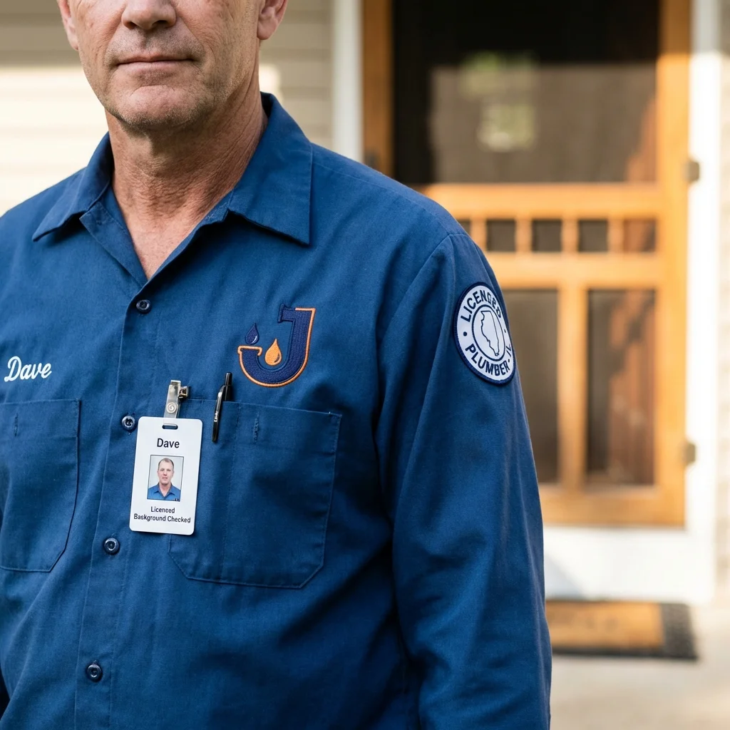Licensed plumber showing ID badge in Hinton, WV