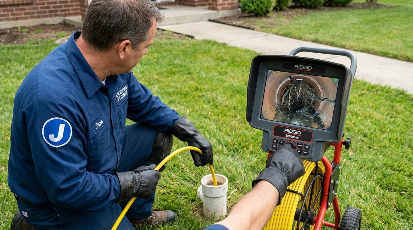 Sewer camera inspection being performed by Johns Plumbing LLC in Hinton