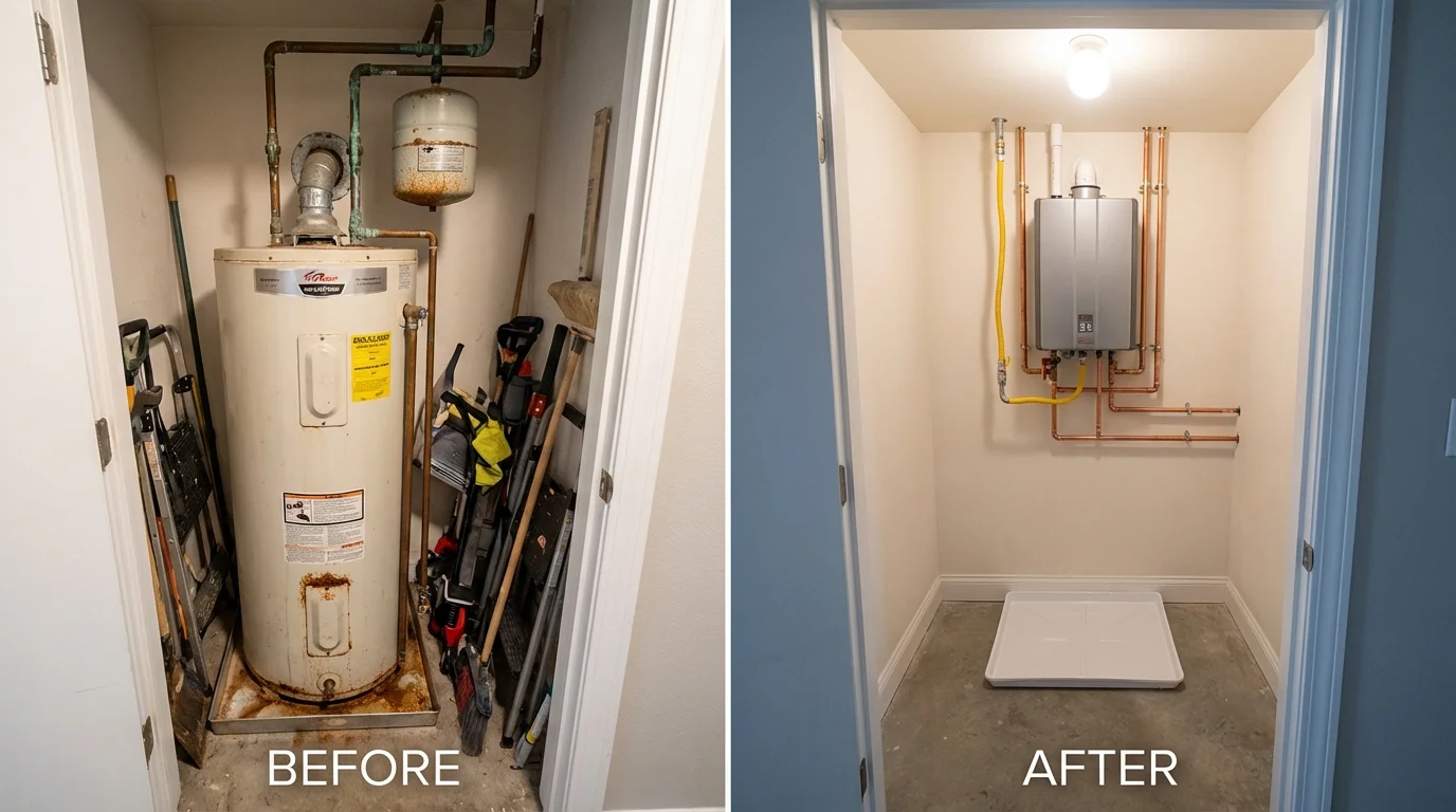 Tank water heater versus wall-mounted tankless unit comparison for Hinton, WV homeowners