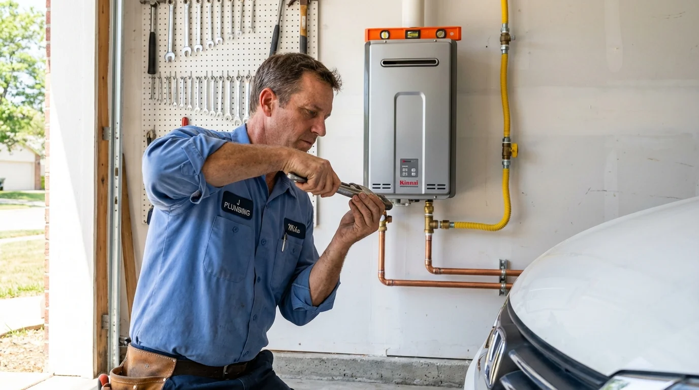 Tankless water heater installation by a Johns Plumbing LLC plumber in Hinton